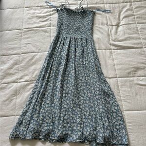 Reformation Floral Blue and Cream Tie Straps Midi Dress